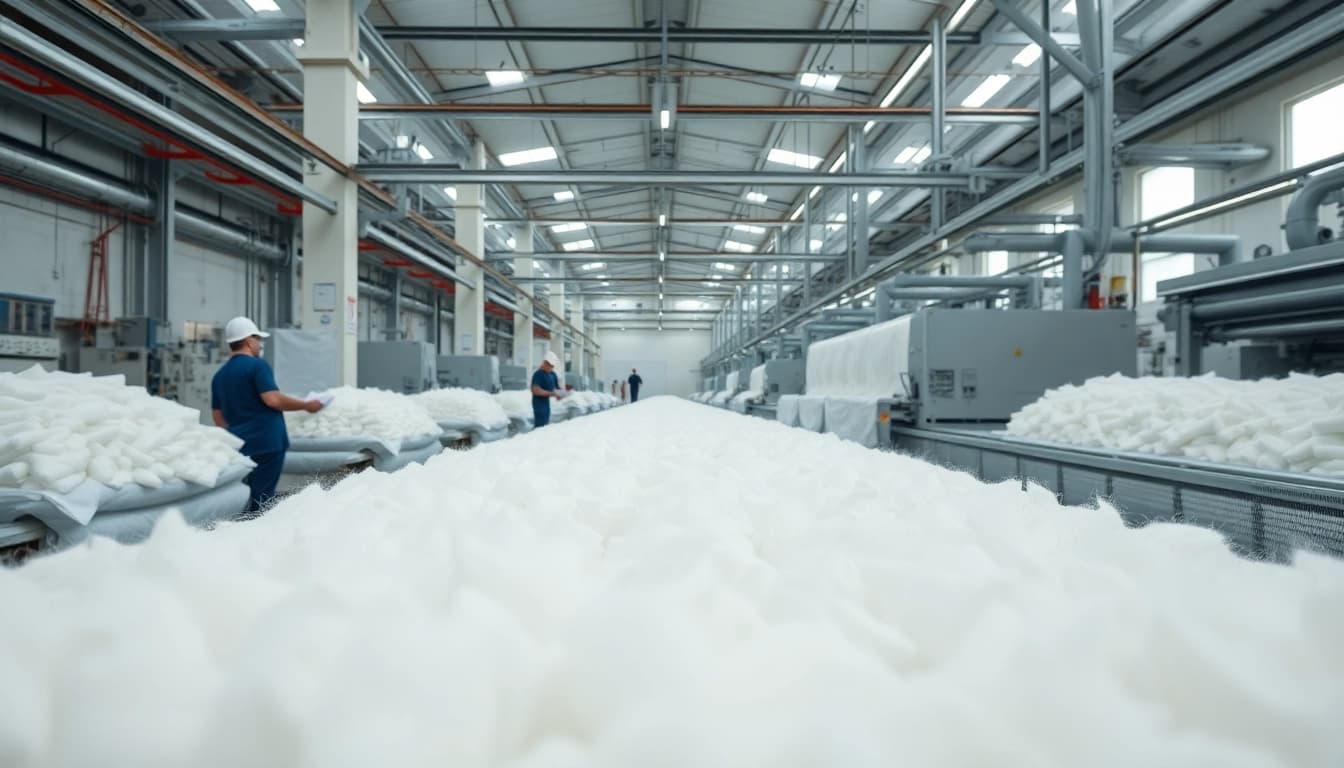Explore fiberfill kwantum manufacturing showcasing smooth textures and efficient processes.