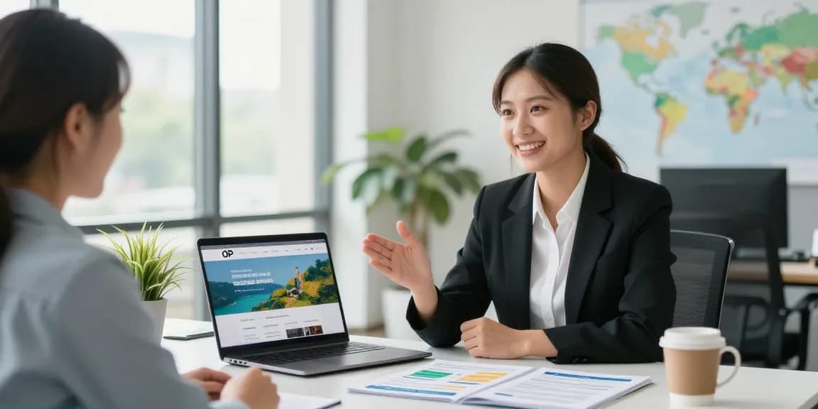 Engaging OP consulting session showcasing 오피코리아 services in a modern office.