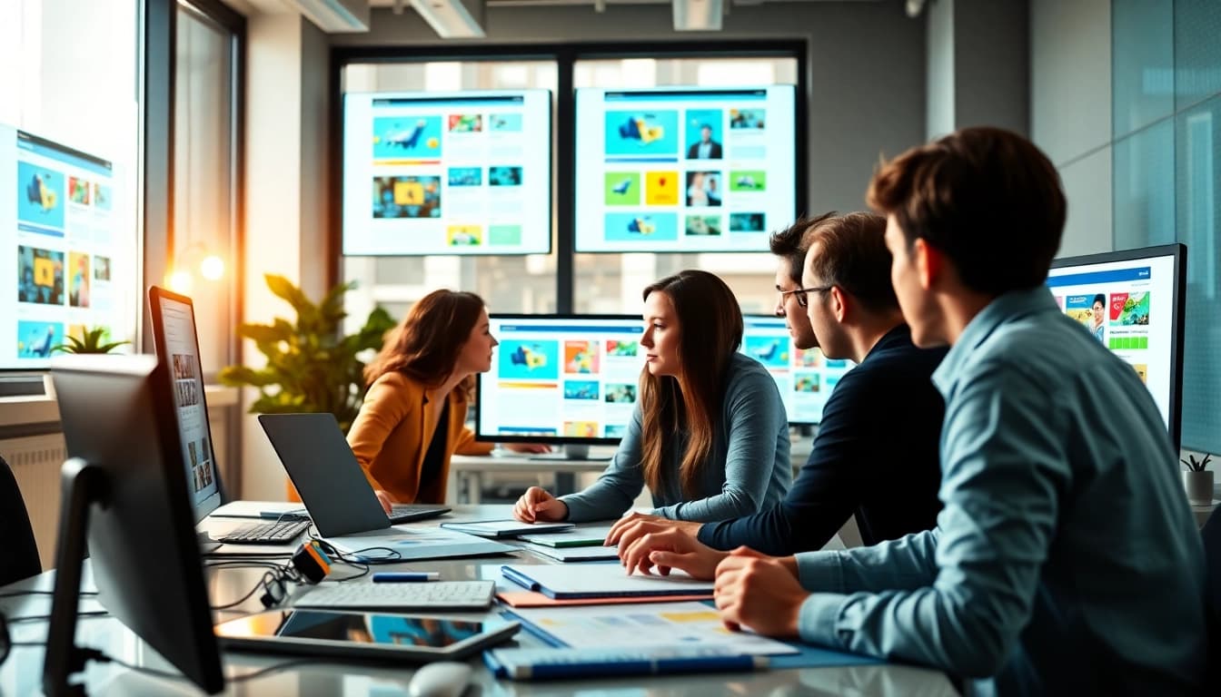Engaging team working on edmonton web design with vibrant ideas and technology.