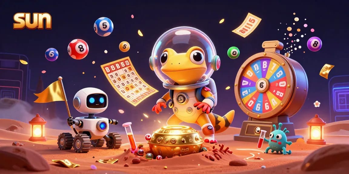 Experience the thrill of gambling with sunny casino adventures in this vibrant illustration.