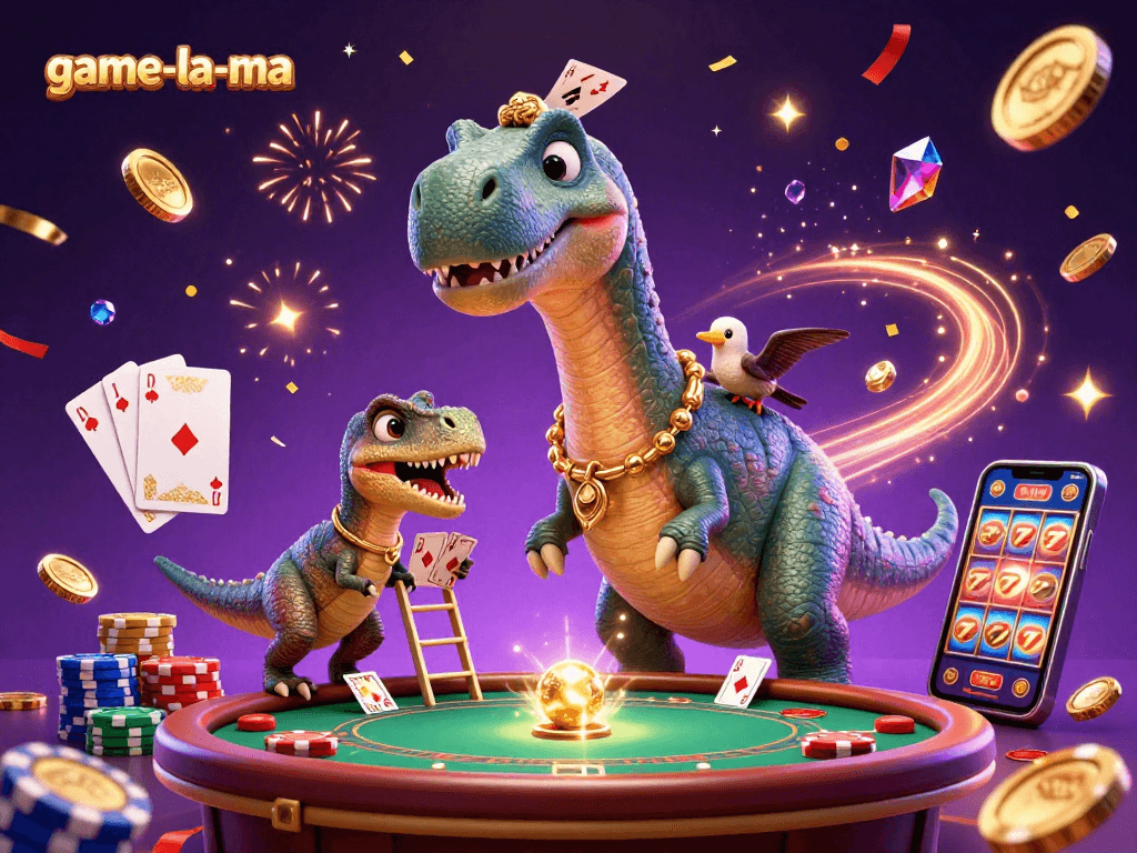 game-la-ma offers an exciting 3D illustration showcasing a casino scene with vibrant characters and engaging game elements.