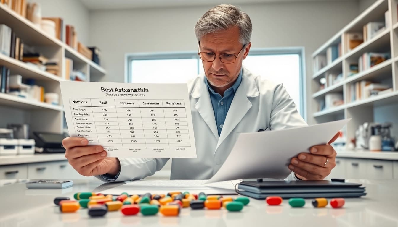 Reviewing best astaxanthin dosage recommendations in a professional lab setting
