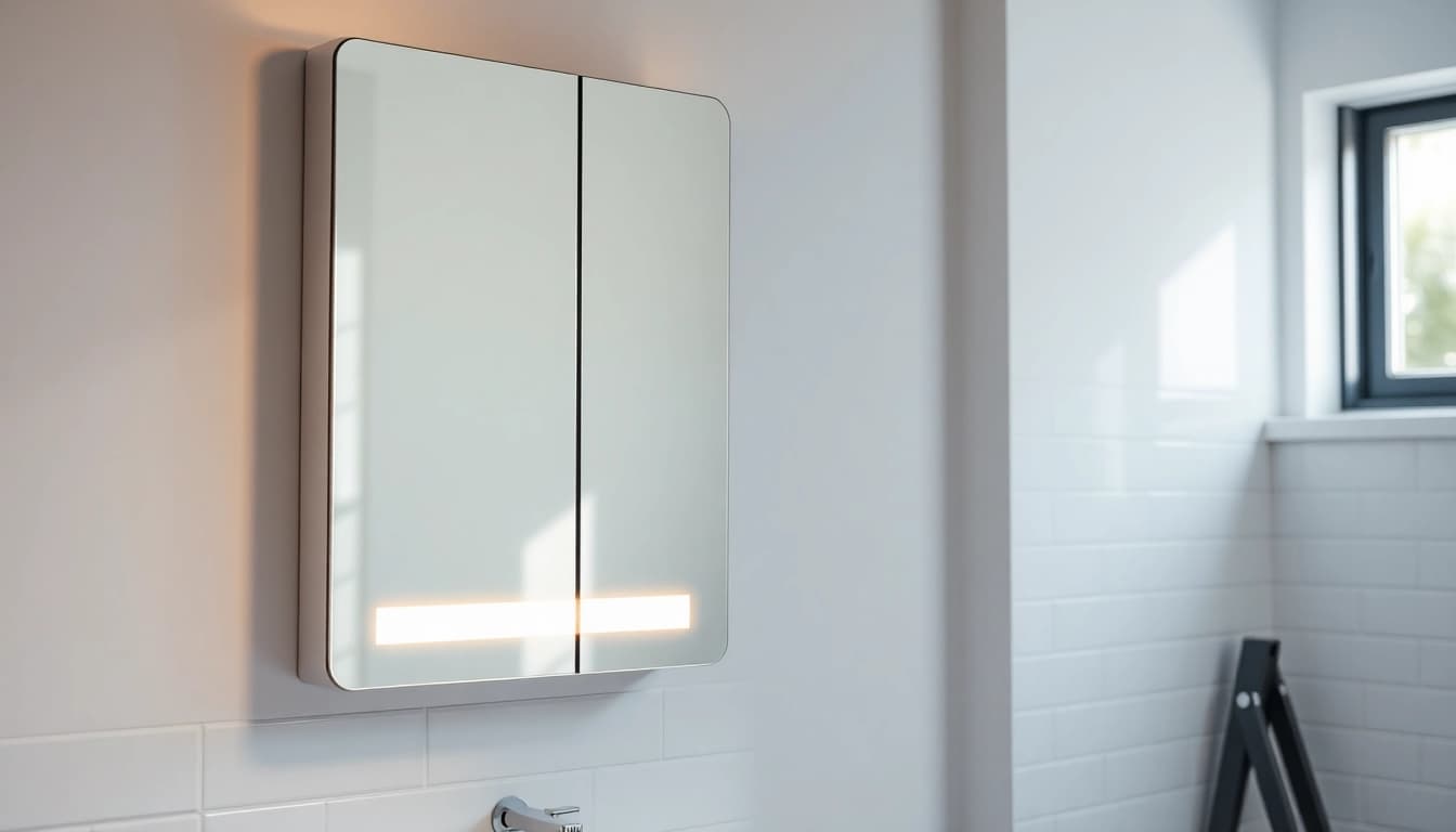 Beleuchtung von badezimmer spiegelschränke beleuchtung reflektiert in elegantem Design und modernem Ambiente.