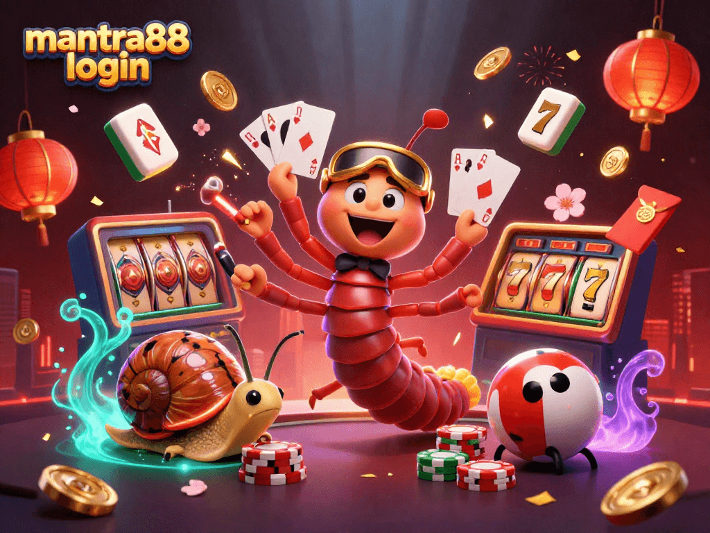 Experience the thrill of winning at mantra88 login with exciting gaming scenes featuring unique casino characters and dynamic elements.