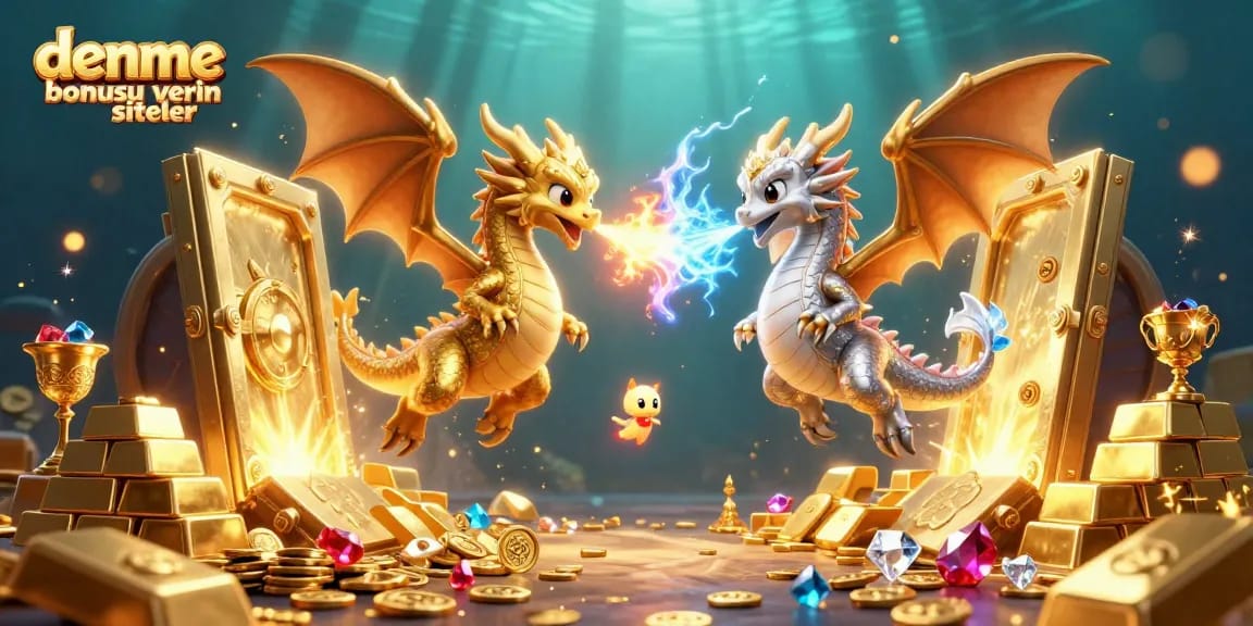 Engage with deneme bonusu veren siteler by exploring captivating 3D dragons amid gold and jewels.