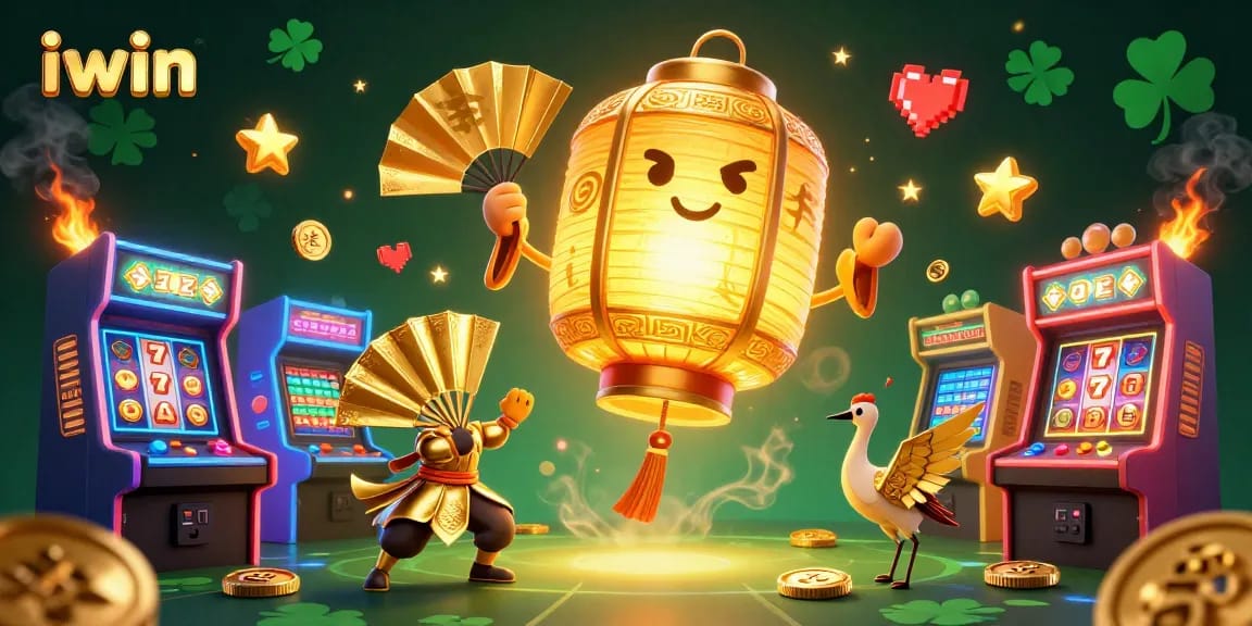 Engage in thrilling moments at iwin with a vivid representation of a golden lantern spirit and dynamic casino elements.