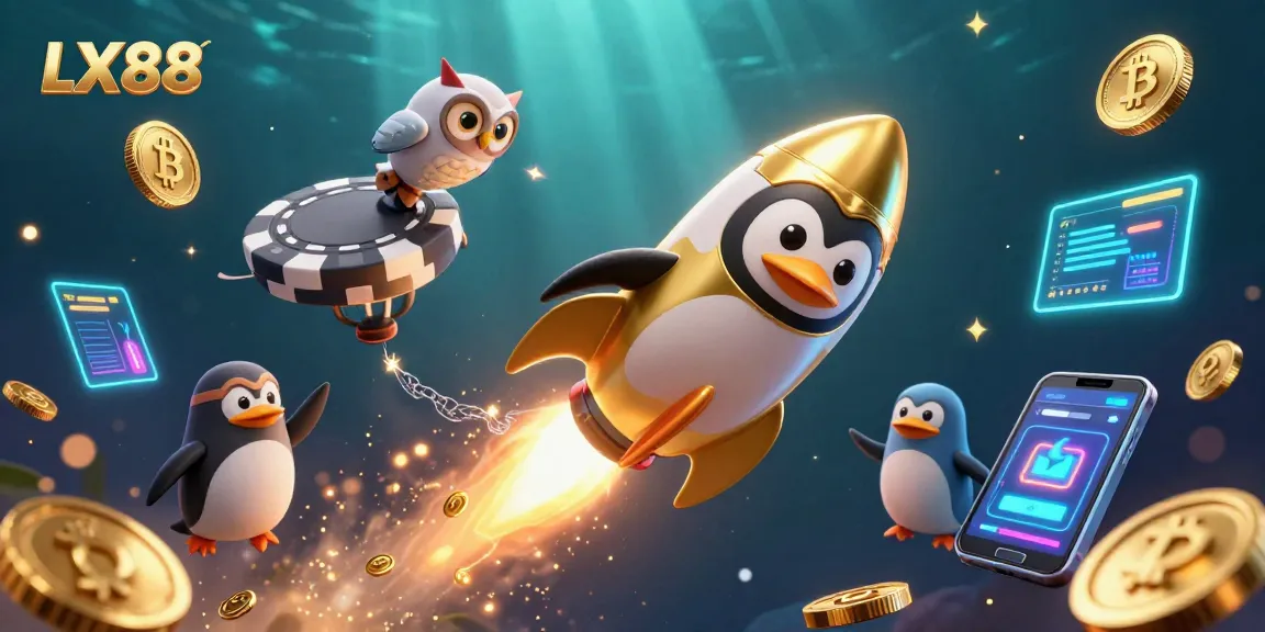 Win big with LX88 in a vibrant casino space adventure with a golden penguin!