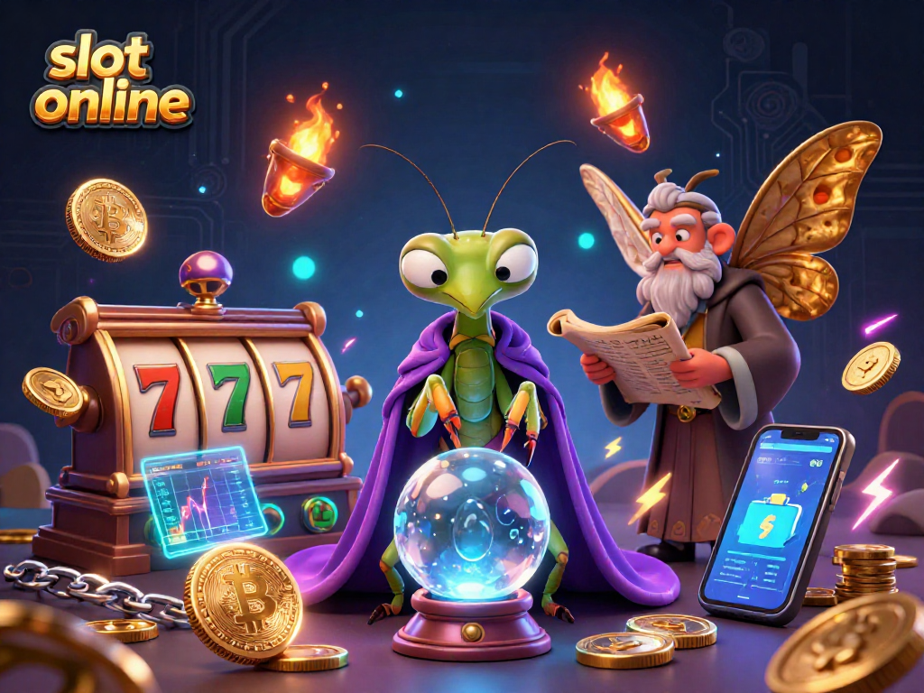 Engage with slot online action in a mystical casino scene featuring whimsical characters and vibrant game elements.