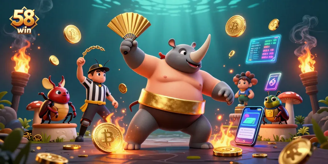 Experience thrilling gameplay at 58win with a dynamic and colorful casino scene illustrating excitement and action.