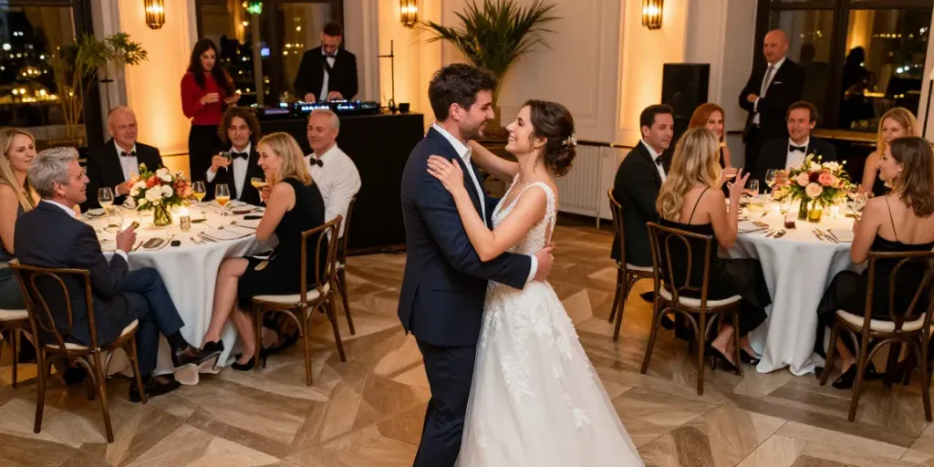 Hochzeit DJ Berlin Brandenburg sorgt für eine unvergessliche Feier mit tanzenden Gästen.