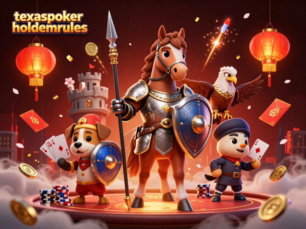 Experience the thrill of texaspokerholdemrules with card tables and vibrant casino elements in a dynamic scene.
