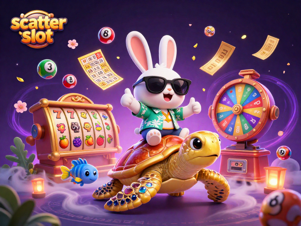 Experience the thrill of scatter slot gaming with an exciting 3D illustration of playful characters.