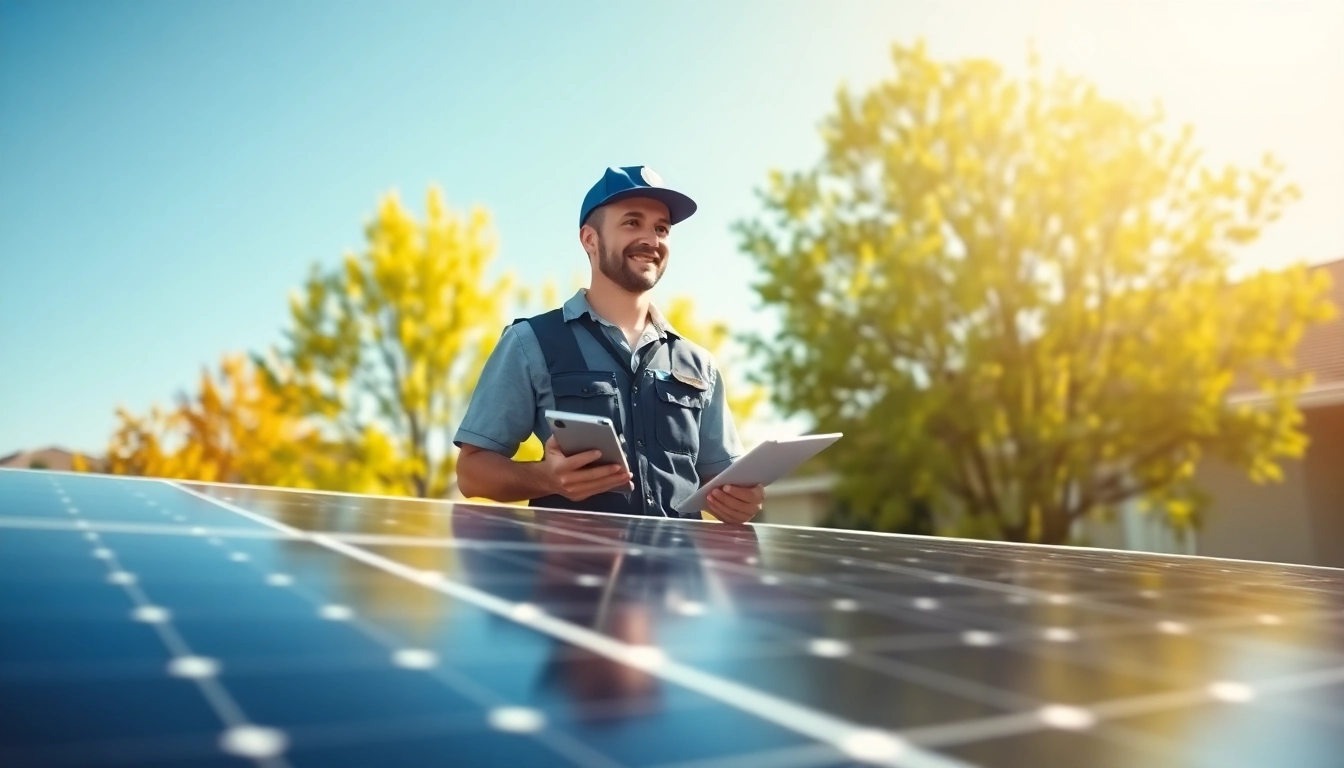 Solar repair company near me providing expert inspection services on a residential installation.