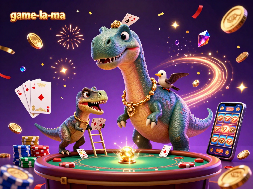 game-la-ma offers an exciting 3D illustration showcasing a casino scene with vibrant characters and engaging game elements.