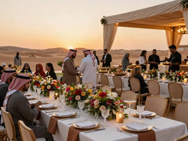 Event rental ksa showcasing luxurious wedding setup with elegant tables and floral decor under a draped marquee