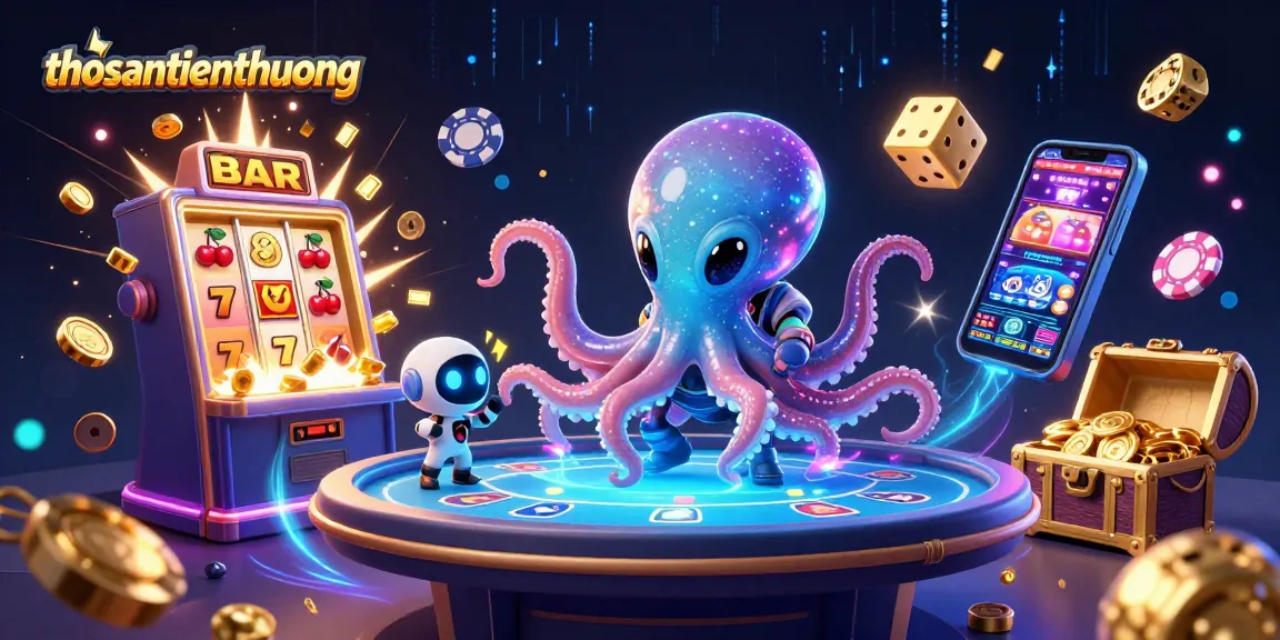 Play thosantienthuong as a vibrant alien octopus engages in thrilling wave of casino gaming action.