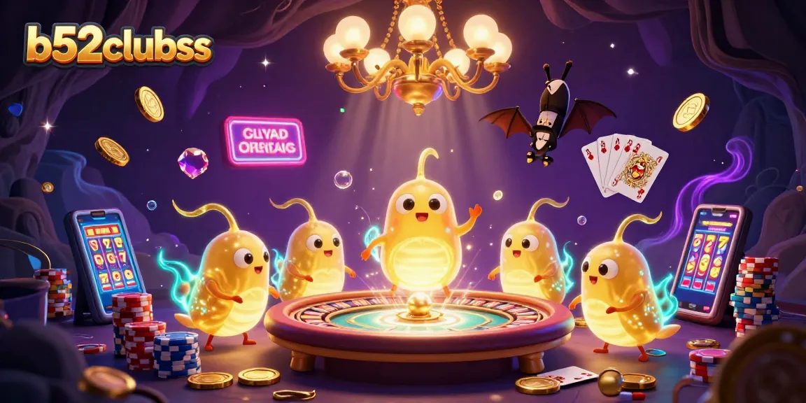 Experience b52clubss as glowing worms illuminate a vibrant casino scene filled with exciting gaming elements.
