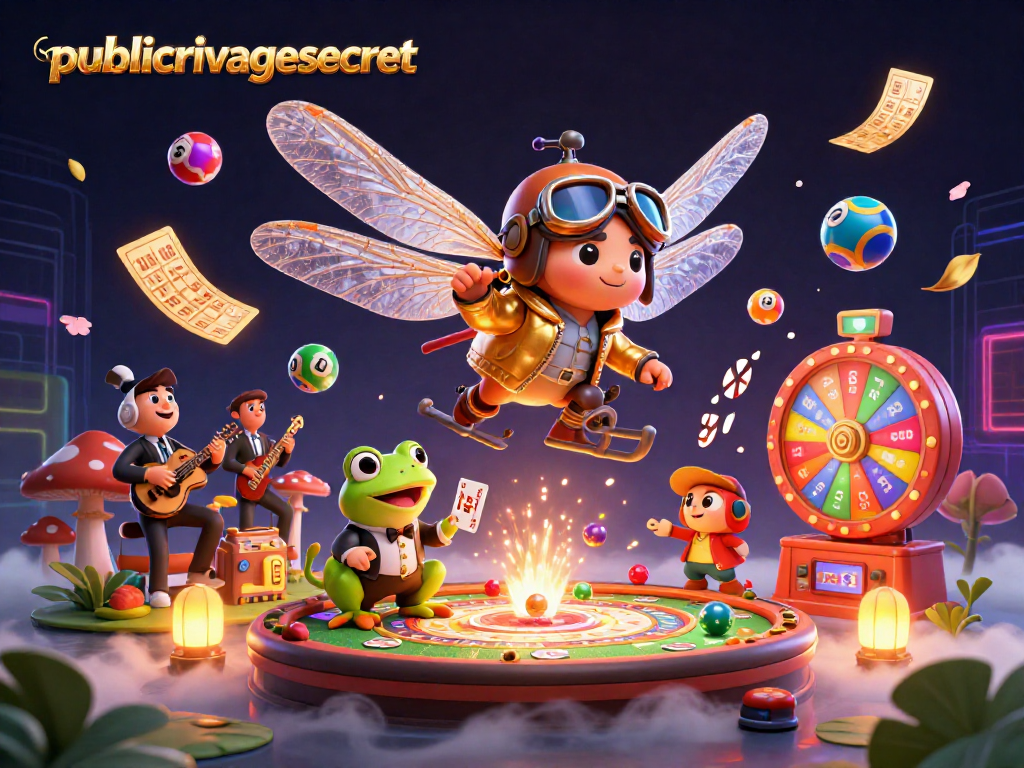 Publicprivatesecret showcases a vibrant 3D casino scene with dynamic gaming elements.