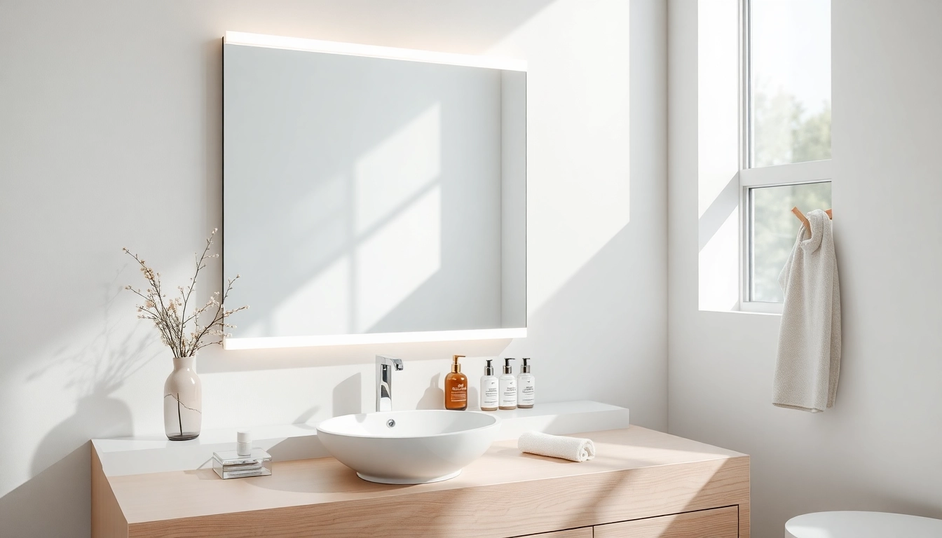 Admire bathroom mirrors with lights enhancing a chic bathroom's ambiance.