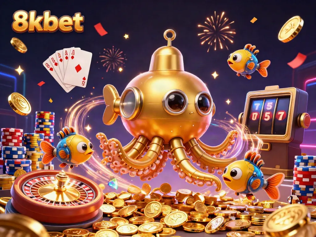 Experience thrilling wins at 8xbet with our vibrant, dynamic casino scene featuring gold coins, games, and fun!