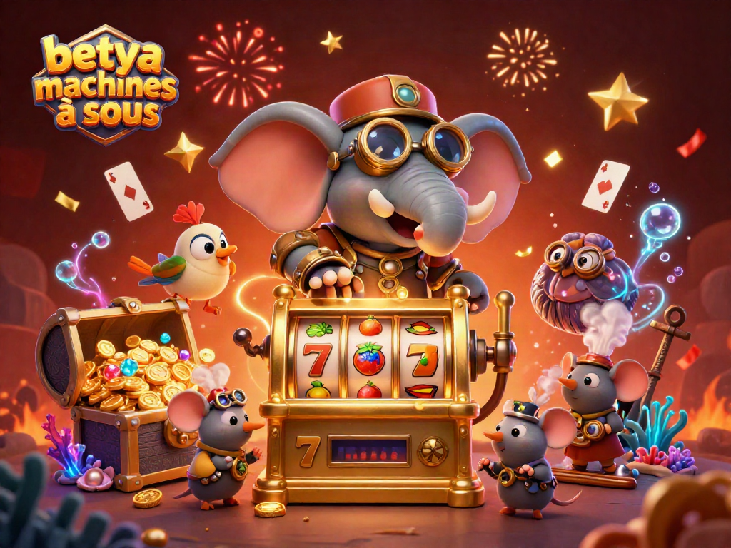 Experience the excitement of betya machines à sous with a steampunk elephant operating a richly decorated slot machine.
