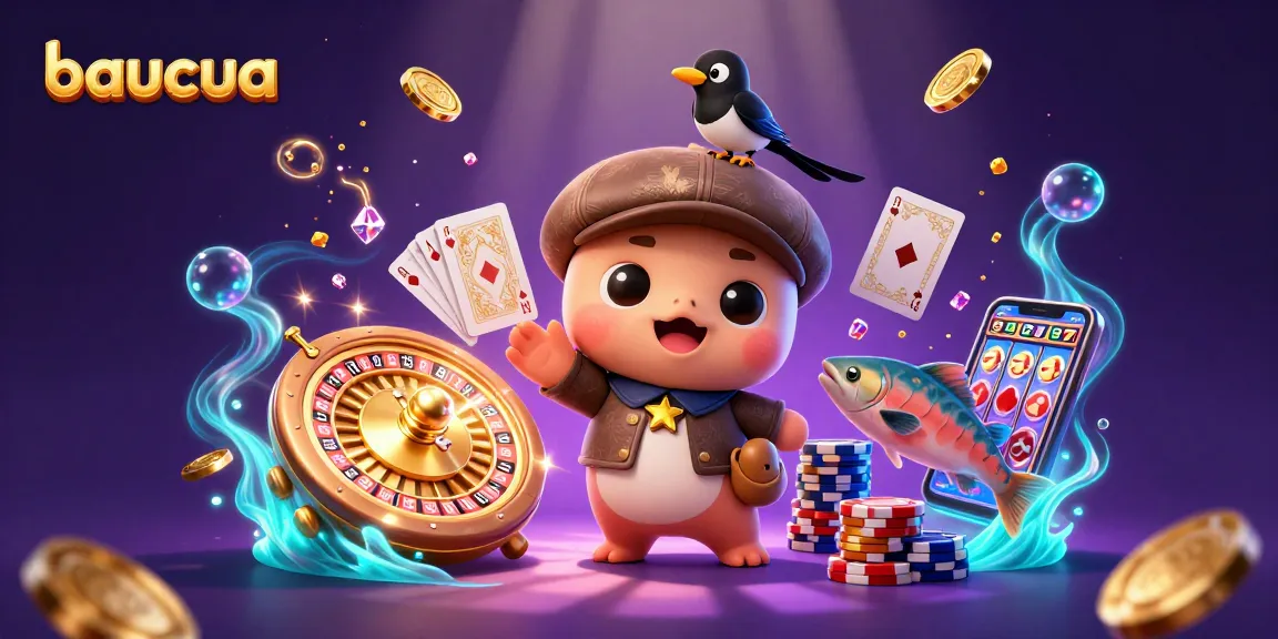 Engage in baucua action with playful Nessie and friends amidst spinning roulette and dazzling gems.