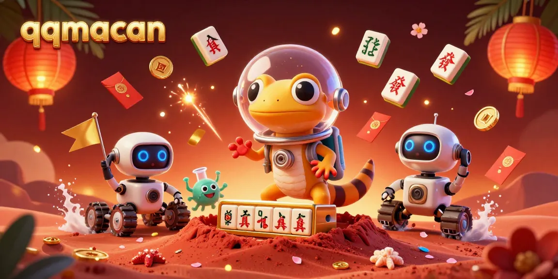Experience the thrilling adventures of qqmacan with a Martian gecko discovering a golden casino on Mars.