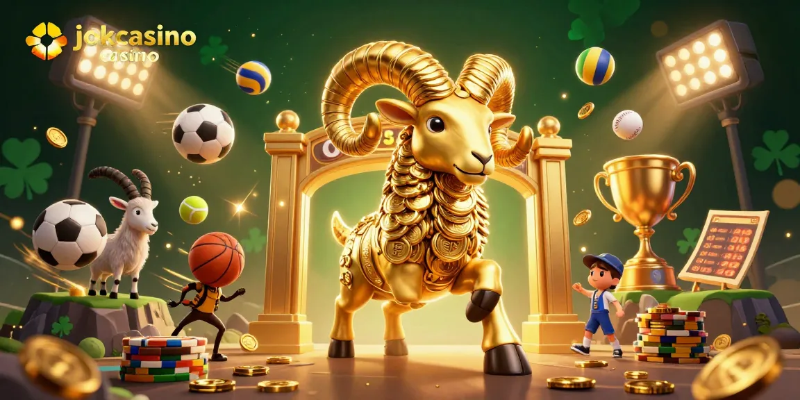 Engaging scene from jokacasino casino showcasing a golden ram charging through a vibrant casino atmosphere.