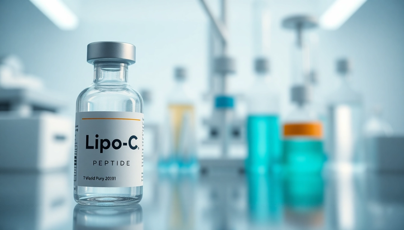Lipo-C peptide for sale showcased in a laboratory setting with vibrant colors.
