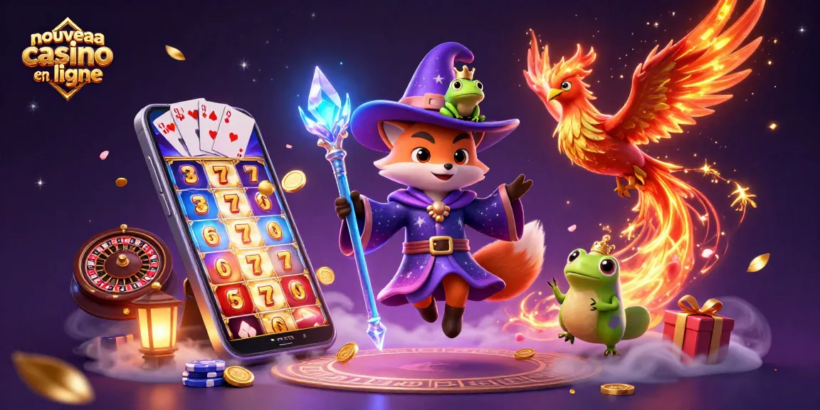 Illustration de nouveaux casinos en ligne avec un renard sorcier et un phénix, créant des animations spectaculaires.