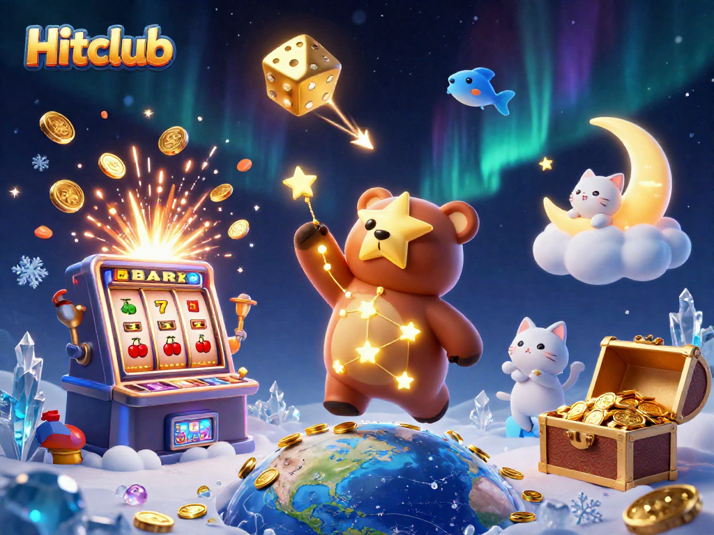 Hitclub engages players with vibrant 3D illustrations of casino excitement and winning moments.