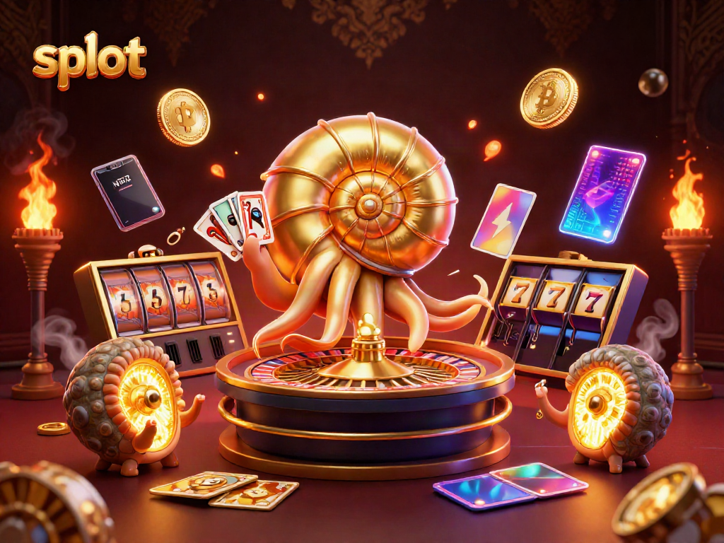 Slot menggabungkan karakter unik dan elemen menarik dalam permainan kasino dengan warna cerah dan detail mendalam.