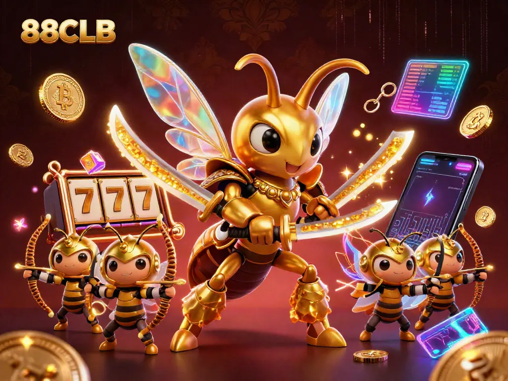 Immerse in the 88CLB gaming experience with dynamic slot visuals, neon crypto elements, and interactive designs.
