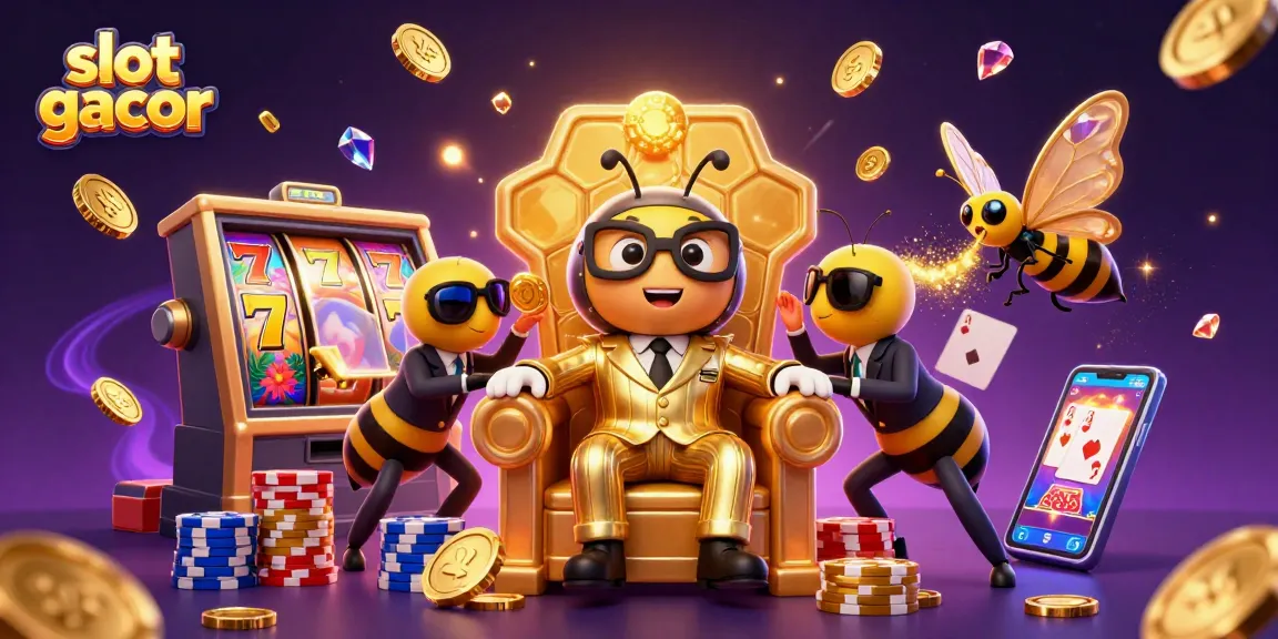 Engage in thrilling gameplay of slot gacor with a captivating 3D casino scene featuring buzzing characters.