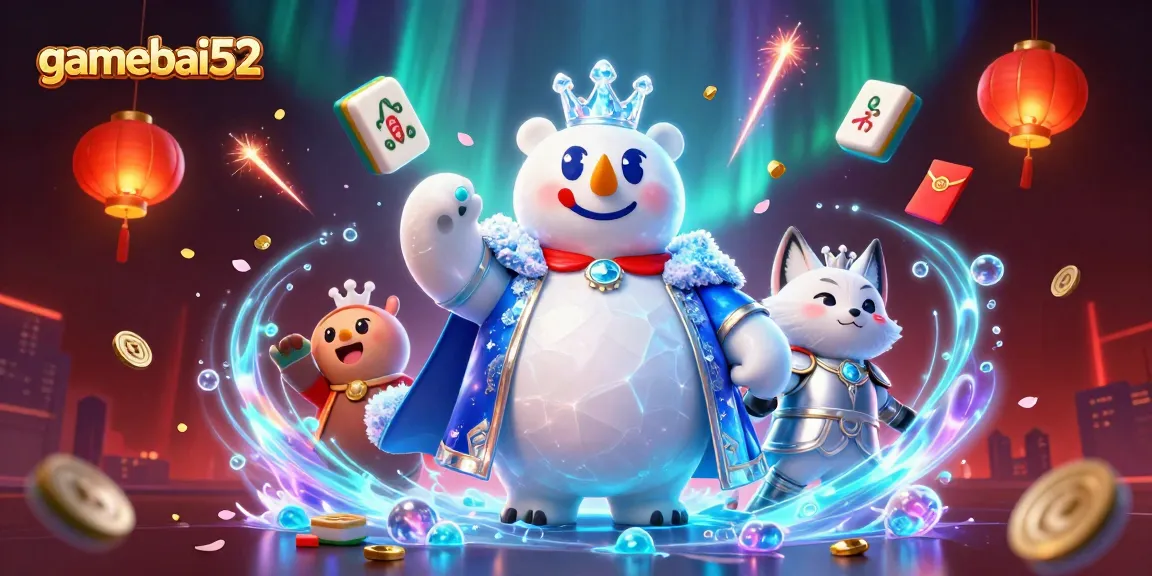 Experience thrilling gameplay at gamebai52 with exciting mahjong tiles and festive decorations in a dynamic casino illustration.