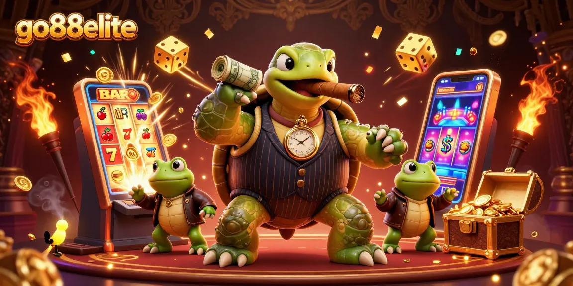 Experience excitement at go88elite with a vibrant casino scene featuring playful characters and dynamic game elements.