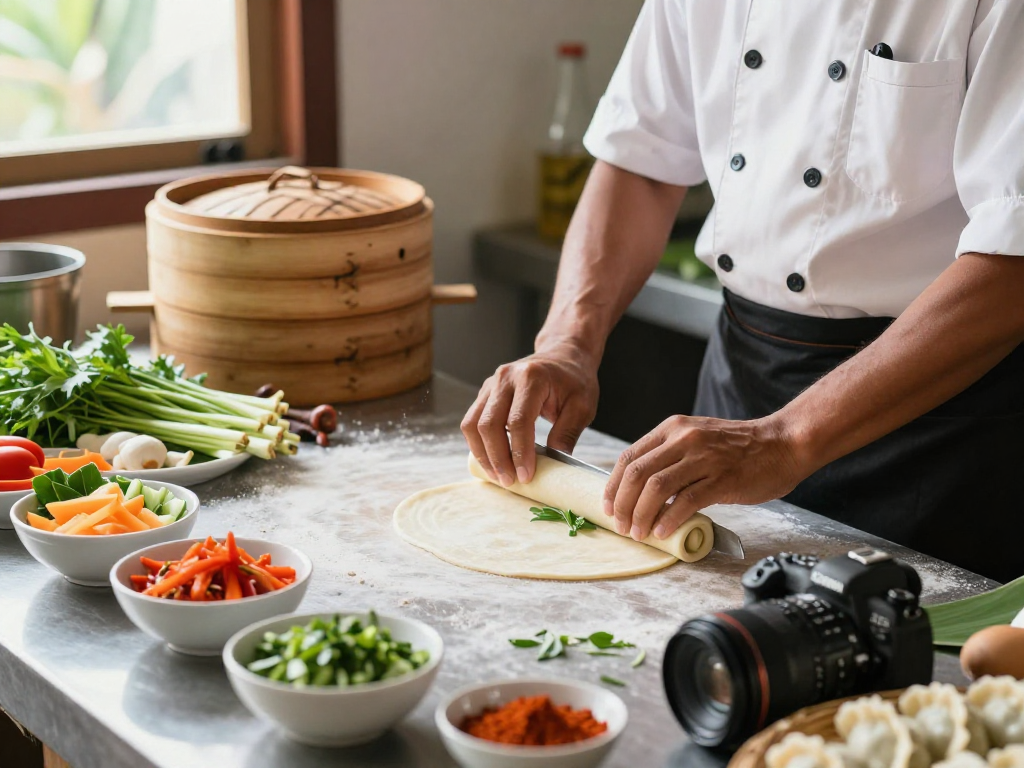 Menyiapkan situs epictoto di dapur yang cerah dengan bahan segar dan suasana hangat.
