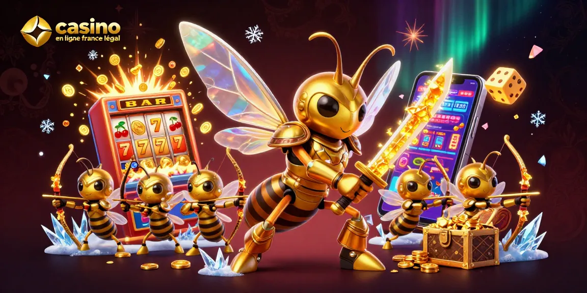 Jouez à casino en ligne France légal avec une scène dynamique d'un hornet samouraï entouré de machines à sous.