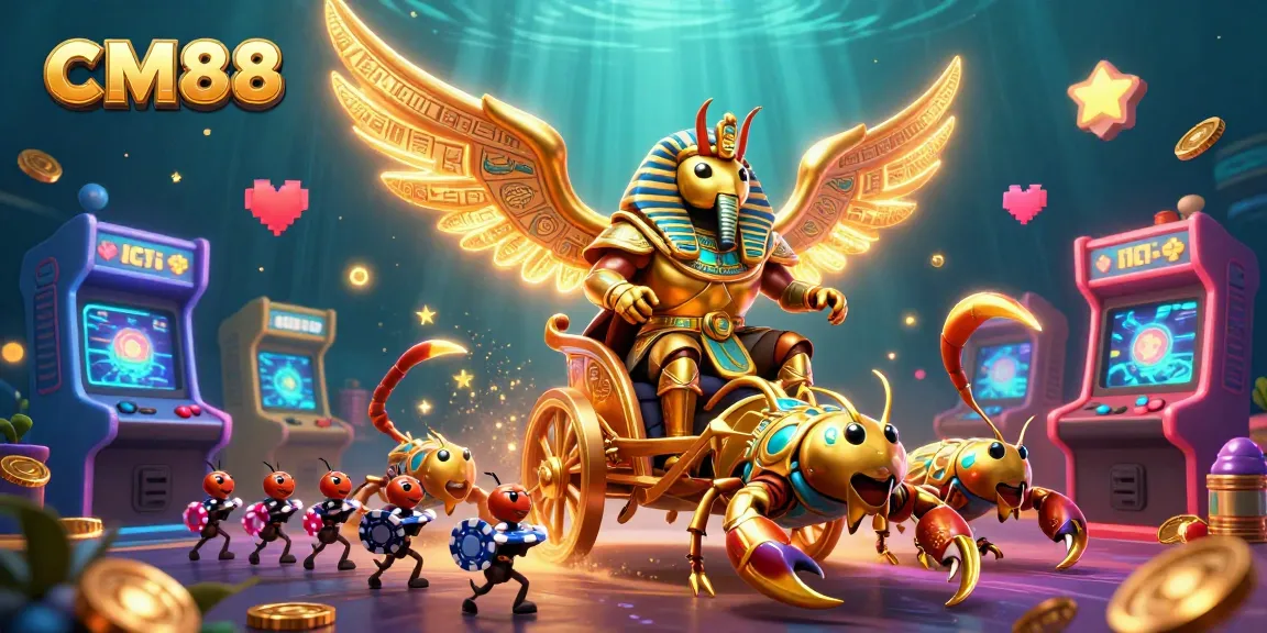 Engage in thrilling games at CM88 with captivating visuals of the colossal golden scarab beetle.