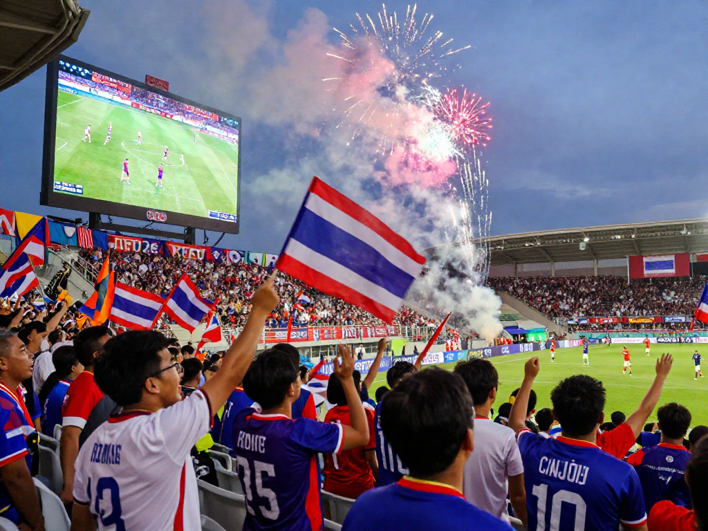 แฟนบอลชาวไทยเชียร์ทีมชาติในฟุตบอลโลก 2026 ระหว่างการแทงบอลโลกนัดชิง