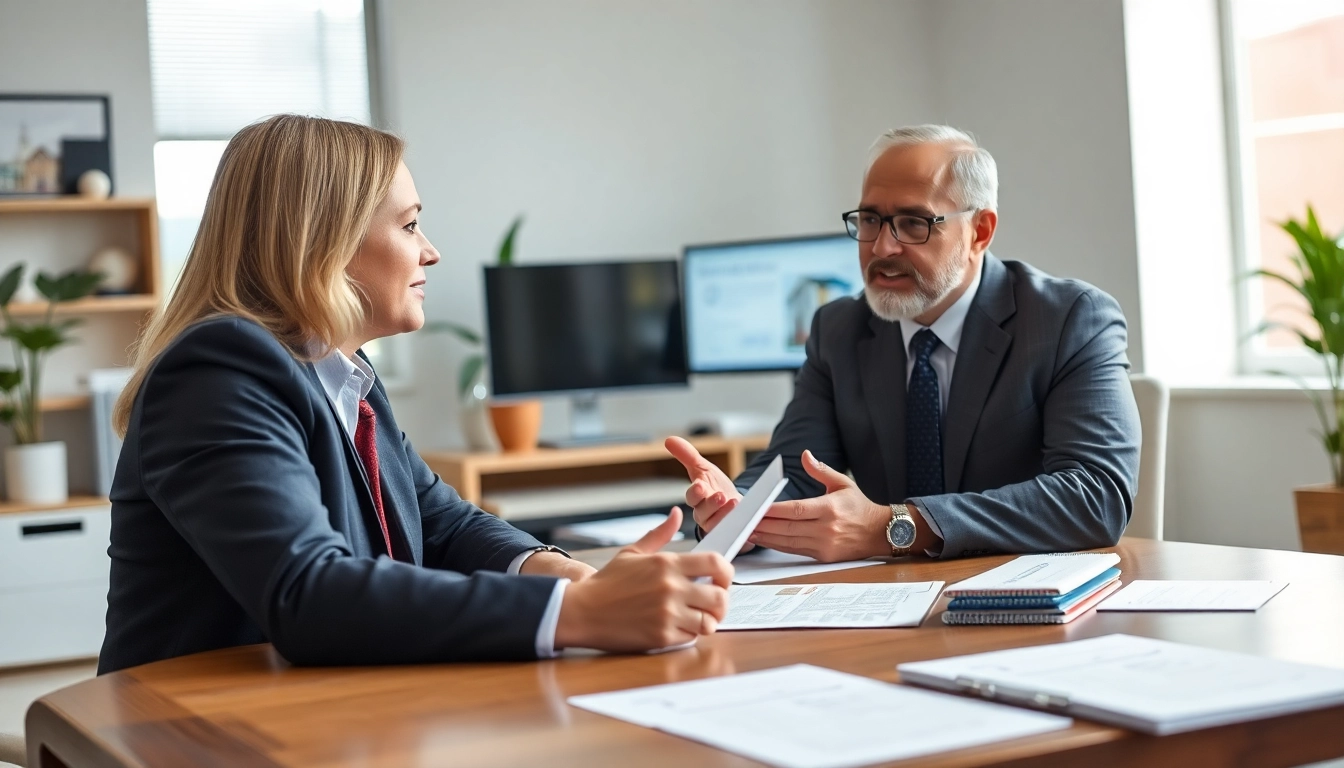 Engage with Title Insurance Services in a professional office discussion setting.