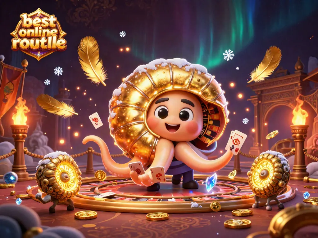 Experience the best online roulette gameplay with vibrant 3D elements featuring a golden roulette wheel and cards.