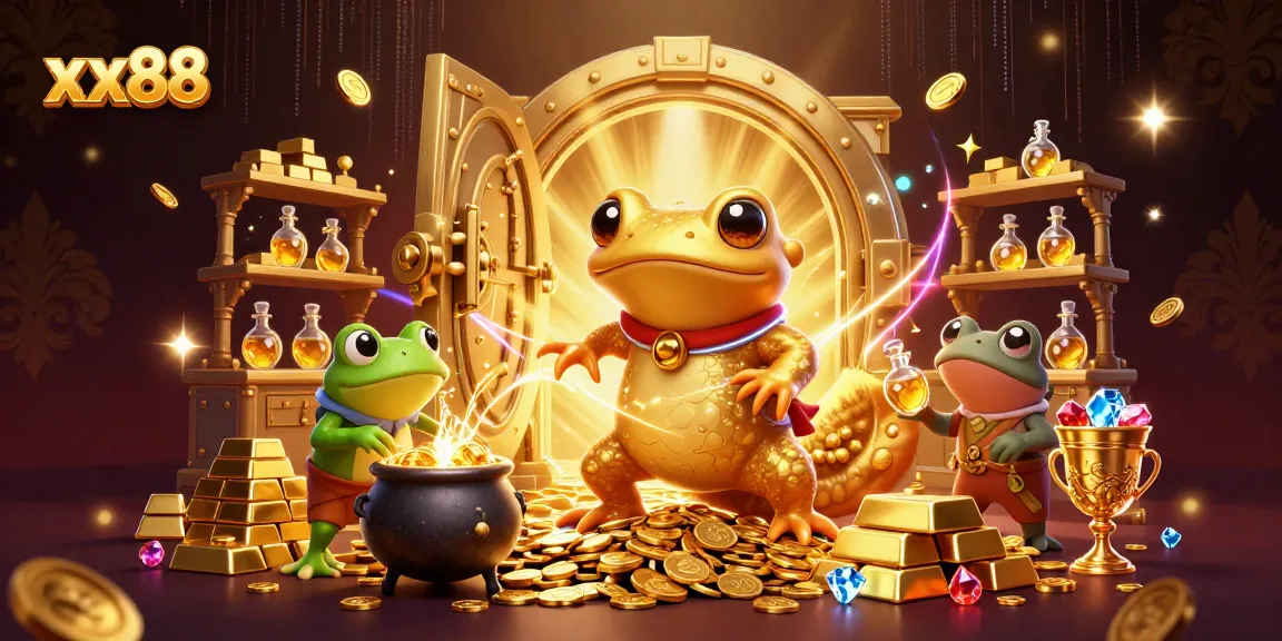 Engage with xx88 and uncover treasures in this vibrant alchemy scene illustrating casino riches.