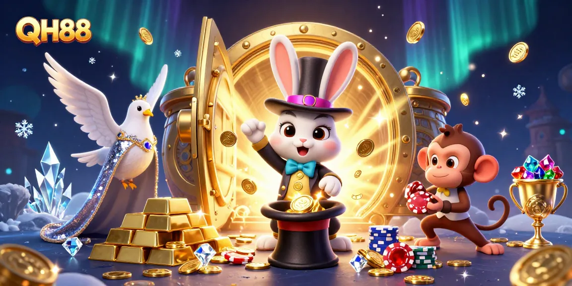 Engage with QH88's exciting world of magic, filled with riches and captivating casino elements.