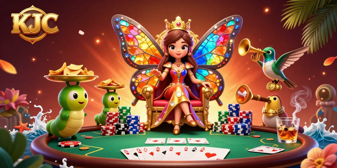 KJC engages players in a vivid poker scene, showcasing dramatic poker hands and vibrant, detailed characters.