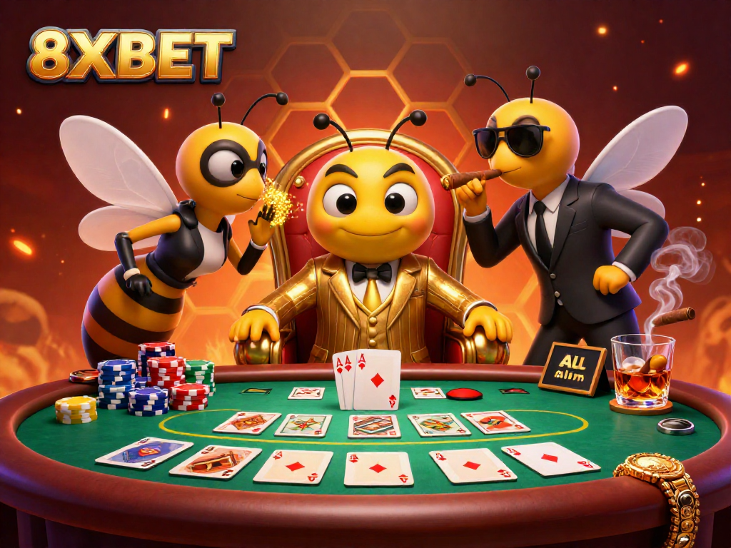Experience the thrilling live casino atmosphere with 8XBET’s engaging poker scene and dynamic characters.