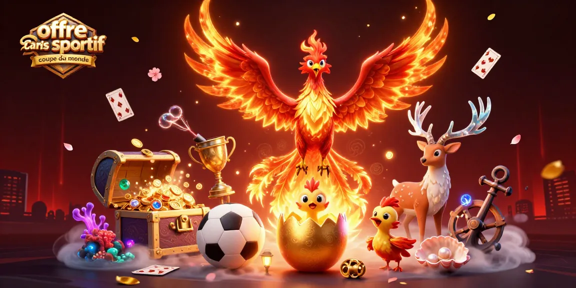 Offre paris sportif coupe du monde : une illustration dynamique avec un phœnix et des éléments de paris sportifs.