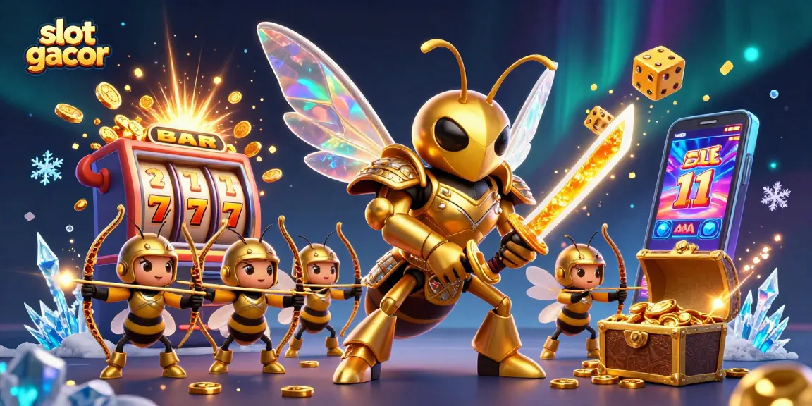 Engage with slot gacor excitement as the golden hornet and bee archers celebrate a jackpot.