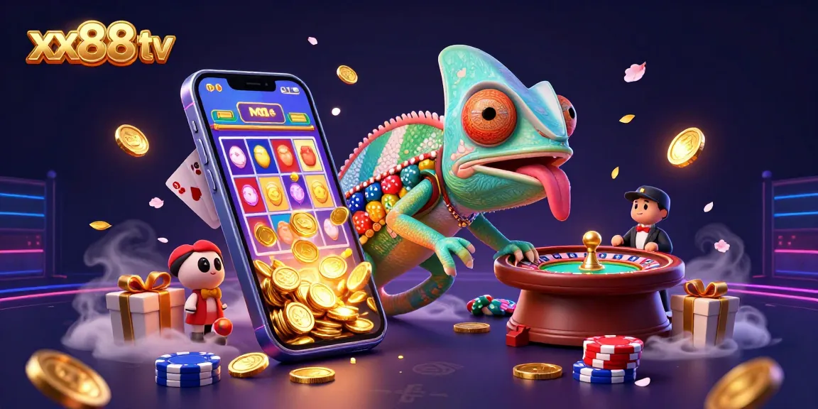 Experience the excitement of xx88 tv with dynamic games and vibrant graphics in a chameleon-themed casino.