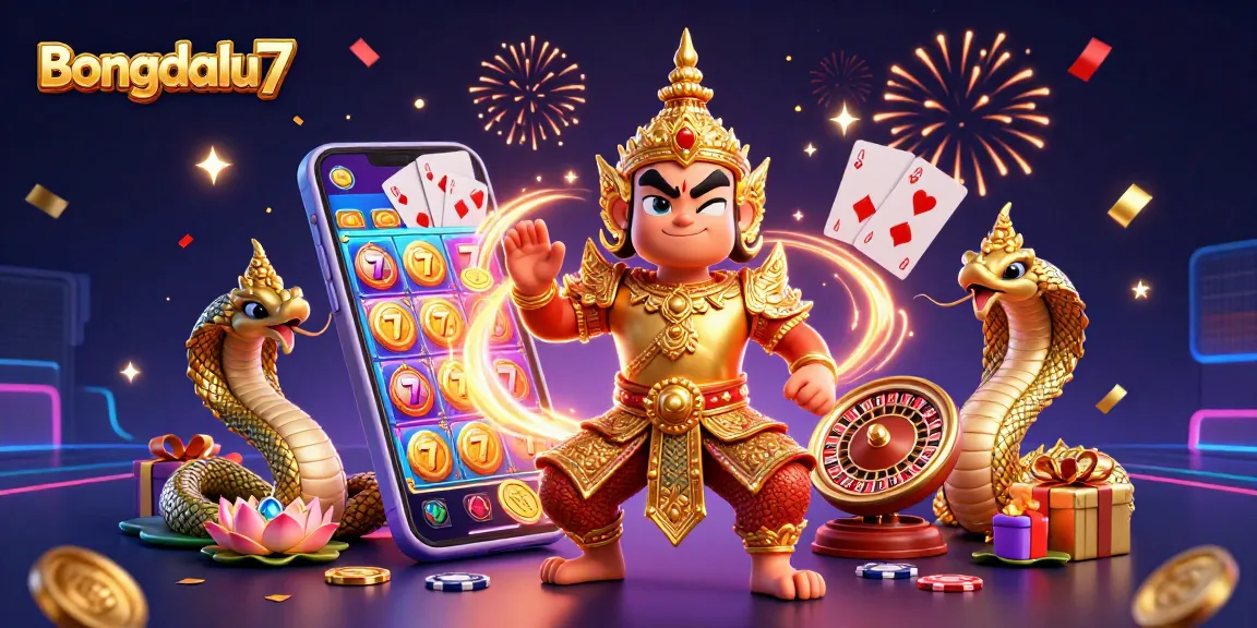 Bongdalu7 showcases thrilling gameplay with a vibrant scene of slot games and rich gambling elements.